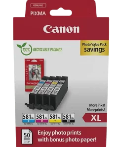 CANON CLI-581XL Noir-Cyan-Magenta-Jaune Photo Value Pack (2052C006)